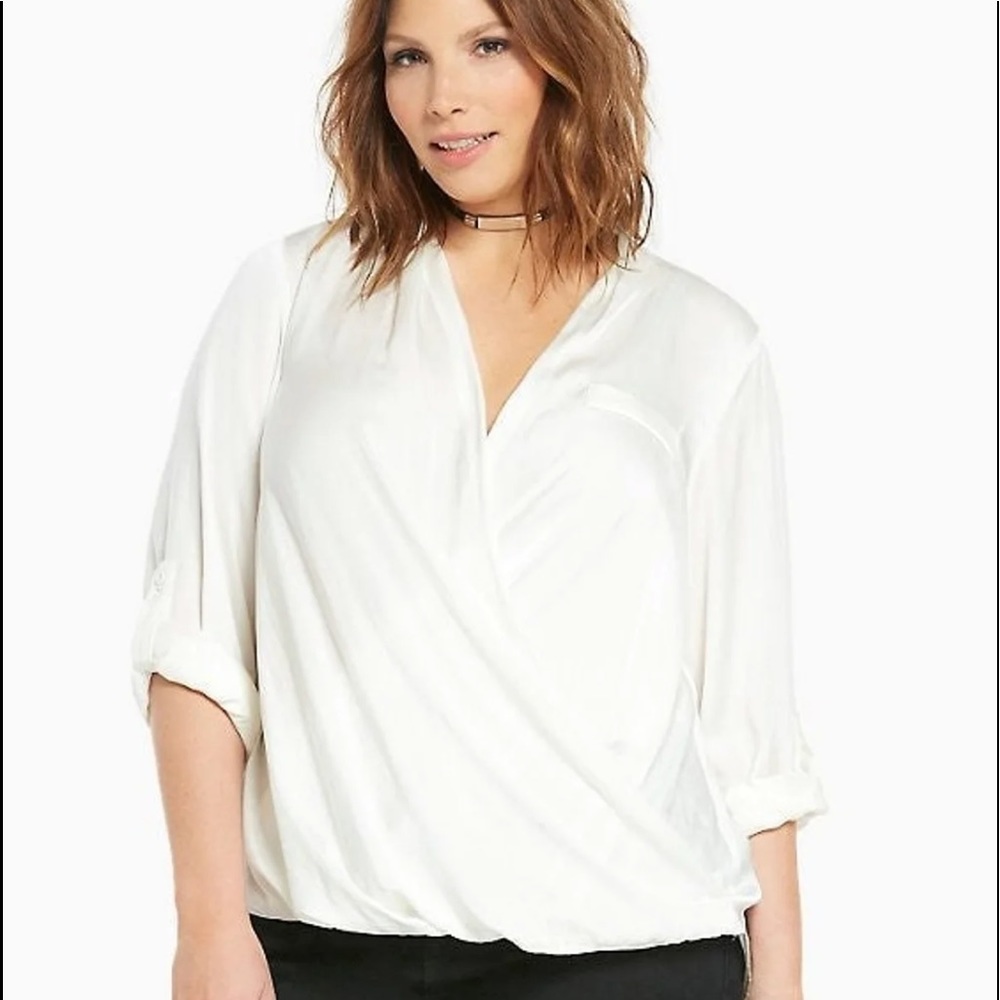 Torrid SATIN SURPLICE BLOUSE